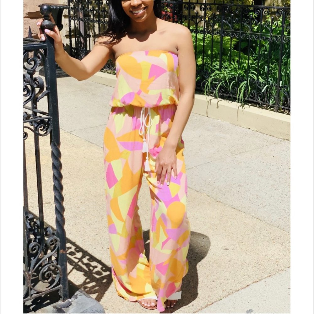 Peach Multicolored Romper